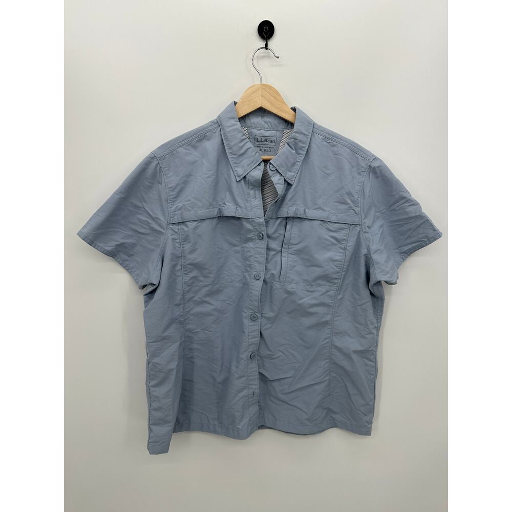 LL Bean Blue Button Front Shirt Womens XL Fishing Vented Outdoors Lightweight